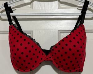 Smart & Sexy Women's Red Black Polka Dot Underwire Push Up Bra Size 36D/38C